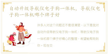 自动升级导航仪电子狗一体机，导航仪电子狗一体机哪个牌子好