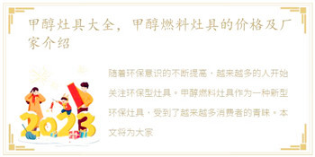甲醇灶具大全，甲醇燃料灶具的价格及厂家介绍